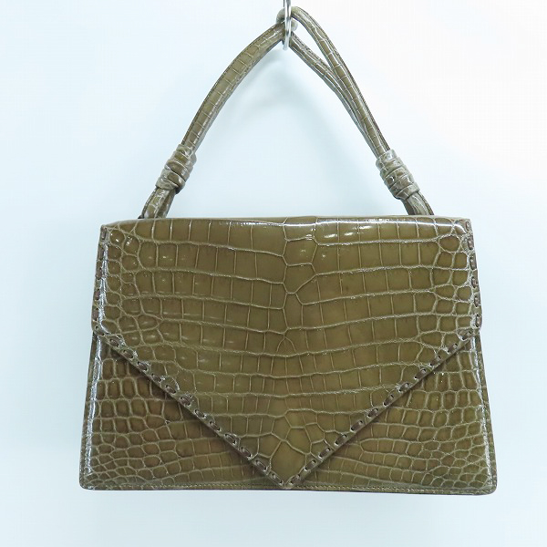 実際に弊社で買取させて頂いたBottega Veneta/ボッテガヴェネタ クロコ型押し エナメルレザー ハンドバッグ