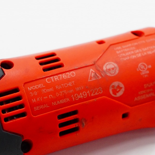 実際に弊社で買取させて頂いたSnap-on/スナップオン CTR762O 3/8 14.4V コードレス 電動 ラチェット 動作未確認の画像 5枚目