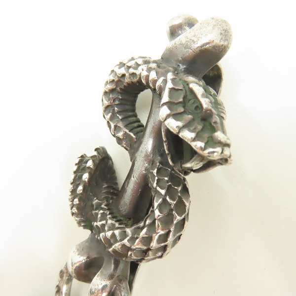 実際に弊社で買取させて頂いたGabor/ガボール スネークキーパーwスカルプテッドオーバルスカルライオンウォレットチェーンの画像 4枚目