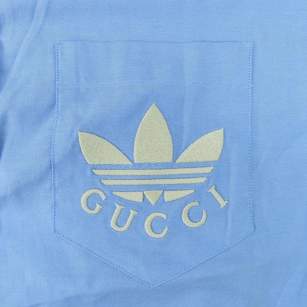 実際に弊社で買取させて頂いたGUCCI×adidas/グッチ×アディダス スリーブライン ロゴ刺繍 長袖シャツ 726087 ZALPP 41/16の画像 7枚目
