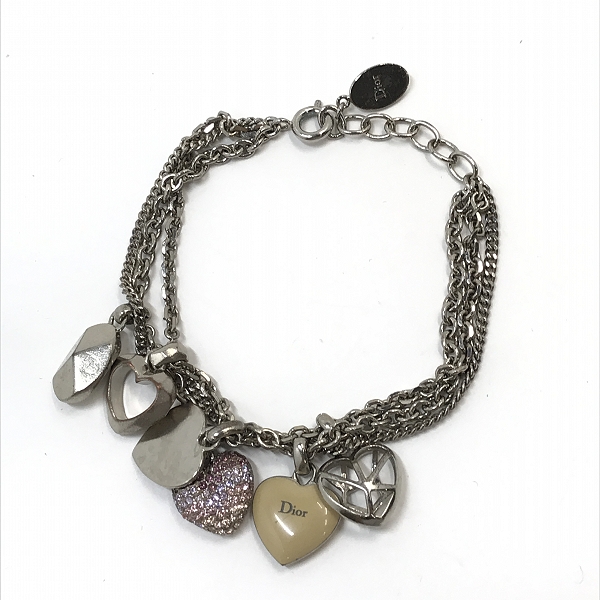 実際に弊社で買取させて頂いたChristian Dior/クリスチャンディオール ハート チャーム ブレスレットの画像 2枚目