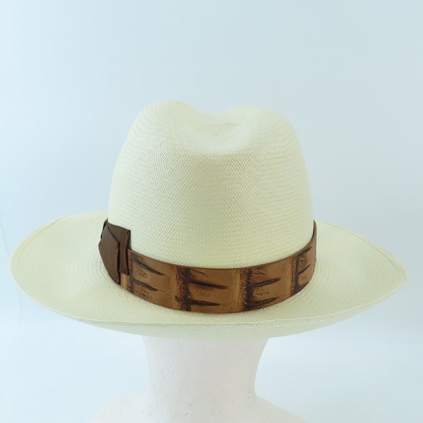 実際に弊社で買取させて頂いたBorsalino/ボルサリーノ 中折れ パナマハット ストローハット リボン ワニ革 リボン/59の画像 3枚目