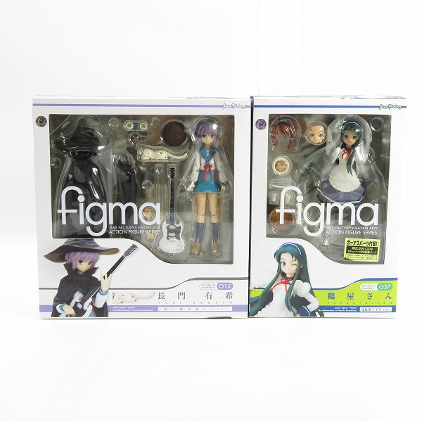 実際に弊社で買取させて頂いたマックスファクトリー 涼宮ハルヒの憂鬱 figm 015 長門有希 悪い魔法使いver./ figma 037 鶴屋さん 文化祭メイドver. 2点セット