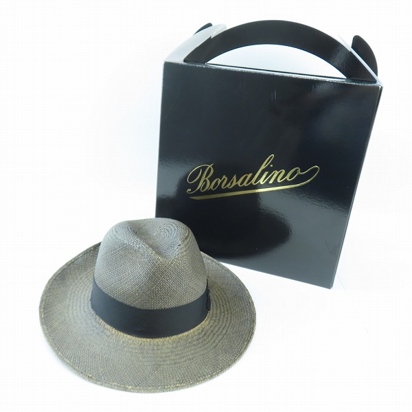 実際に弊社で買取させて頂いたBorsalino/ボルサリーノ 中折れ パナマハット ストローハット リボン/59の画像 9枚目