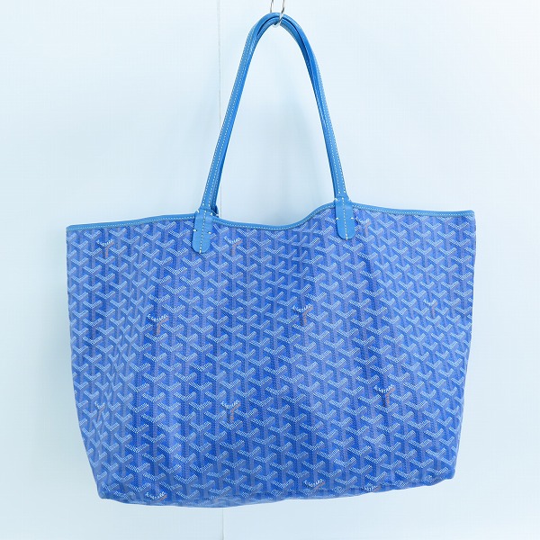 実際に弊社で買取させて頂いたGOYARD/ゴヤール サンルイPM PVC×レザー トートバッグ ブルー ポーチ付の画像 1枚目