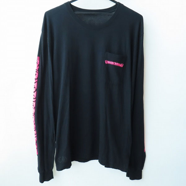 実際に弊社で買取させて頂いた【JPタグ】CHROME HEARTS NEON PINK STRIPE LOGO L/S T-SHIRT ロングＴシャツ 2212-304-0244/L