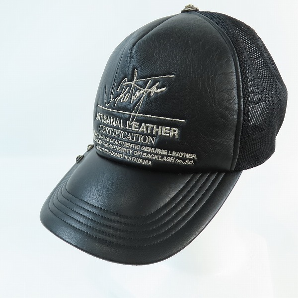 実際に弊社で買取させて頂いたISAMU KATAYAMA BACKLASH/バックラッシュ The Line シープレザー クロコダイル メッシュキャップ T-095 