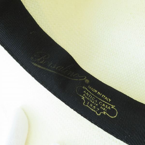 実際に弊社で買取させて頂いたBorsalino/ボルサリーノ 中折れ パナマハット ストローハット リボン ワニ革 リボン/59の画像 6枚目