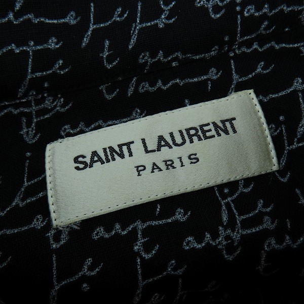 実際に弊社で買取させて頂いた【JPタグ】SAINT LAURENT/サンローラン JE T'AIME 総柄プリント ウールシャツ 481867 Y332R Size：39の画像 3枚目