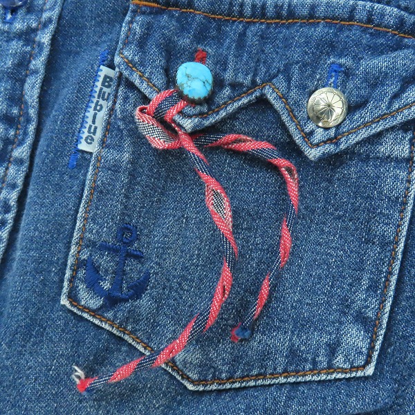 実際に弊社で買取させて頂いたBLUE BLUE/ブルーブルー 胸ターコイズボタン ウエスタンデニムシャツ /1の画像 5枚目