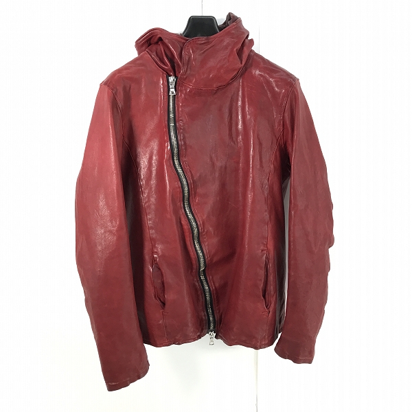 実際に弊社で買取させて頂いたBACKLASH/バックラッシュ ジャパンホース製品染めフードパーカー レッド 1367-05/M(2)