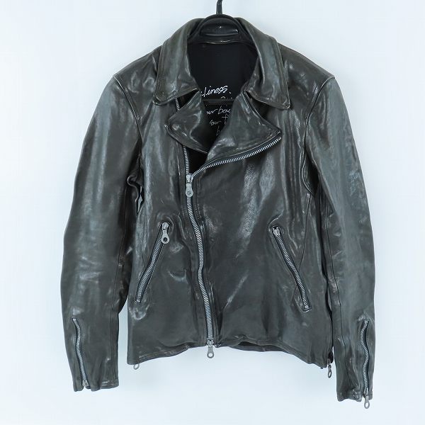 実際に弊社で買取させて頂いたISAMU KATAYAMA BACKLASH/イサムカタヤマバックラッシュ イタリアン ダブルショルダー製品染めダブルライダース 1254-02/S