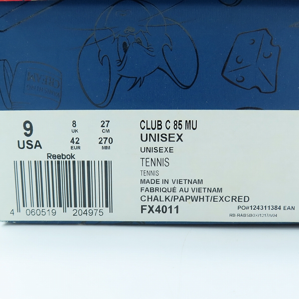 実際に弊社で買取させて頂いたReebok×Tom And Jerry/リーボック×トムとジェリーClub C All-Over/クラブC オールオーバー FX4011/27.0の画像 8枚目