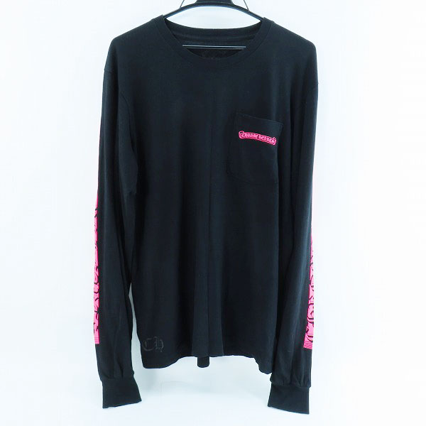 実際に弊社で買取させて頂いた【JPタグ】CHROME HEARTS NEON PINK STRIPE LOGO L/S T-SHIRT ロングＴシャツ 2212-304-0244/M