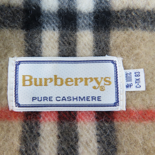 実際に弊社で買取させて頂いたBurberrys/バーバリー 90s カシミヤ ノバチェック フリンジマフラーの画像 1枚目