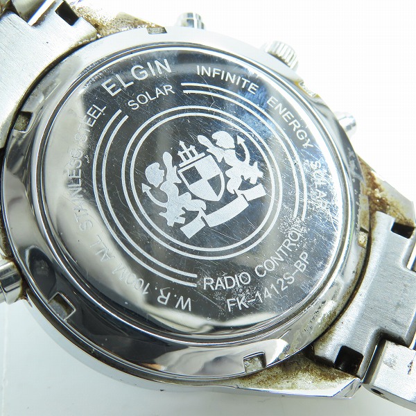 実際に弊社で買取させて頂いたELGIN/エルジン ソーラー クロノグラフ アナログ腕時計 FK-1412S-BPの画像 4枚目