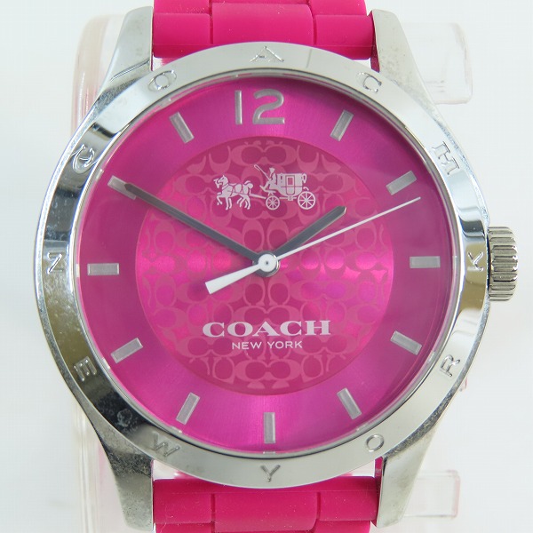 実際に弊社で買取させて頂いたCOACH/コーチ シグネチャー ラバーバンド クォーツ 腕時計 CA.79.3.95.1243【動作未確認】