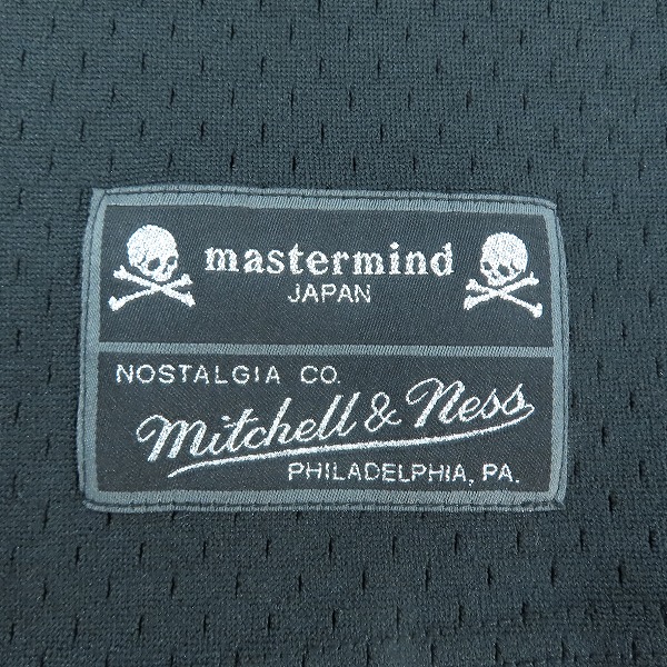 実際に弊社で買取させて頂いたmastermind JAPAN×Mitchell & Ness/マスターマインド バックスカル メッシュ ゲームシャツ MSP0DL19009-CLB/2XLの画像 4枚目