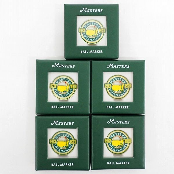 実際に弊社で買取させて頂いた 【未使用】MASTERS/マスターズ ゴルフ 2024 ボールマーカー 円形タイプ 5個セット 
