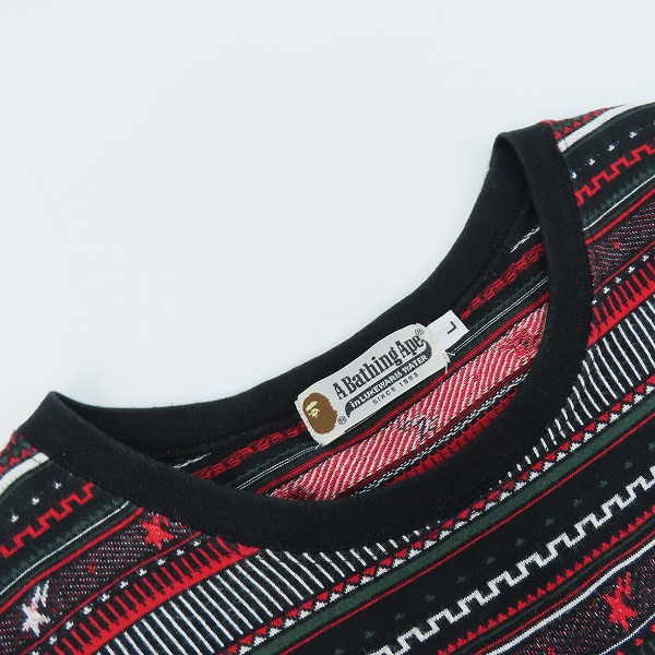 実際に弊社で買取させて頂いたA BATHING APE/アベイシングエイプ 総柄 半袖Tシャツ Lの画像 4枚目