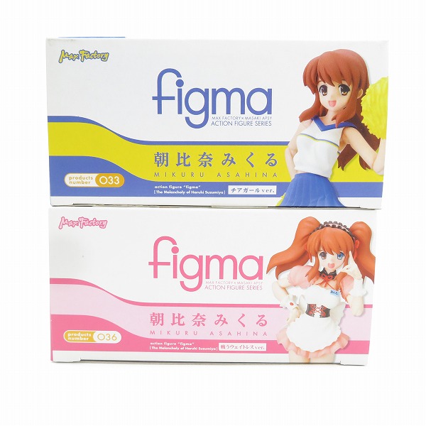 実際に弊社で買取させて頂いた【未開封含む】マックスファクトリー 涼宮ハルヒの憂鬱 figma 朝比奈みくる チアガールver./戦うウェイトレスver. 2点セットの画像 7枚目