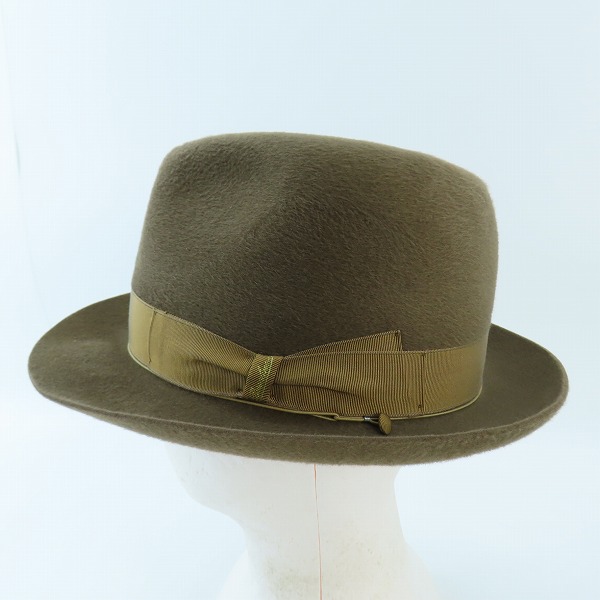 実際に弊社で買取させて頂いたBorsalino/ボルサリーノ ウール/兎/鹿 フェルト ハット ブラウン/59の画像 2枚目