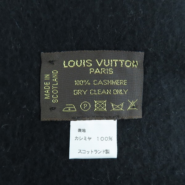 実際に弊社で買取させて頂いた【JPタグ】LOUIS VUITTON/ルイヴィトン カシミヤ マフラー ブラック/グレーの画像 2枚目