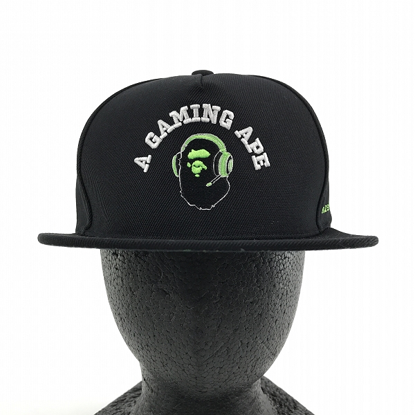 実際に弊社で買取させて頂いた【未使用】A BATHING APE/アベイジングエイプ BAPE × RAZER/ビエイプ × レーザー SNAP BACK CAP/Fの画像 1枚目