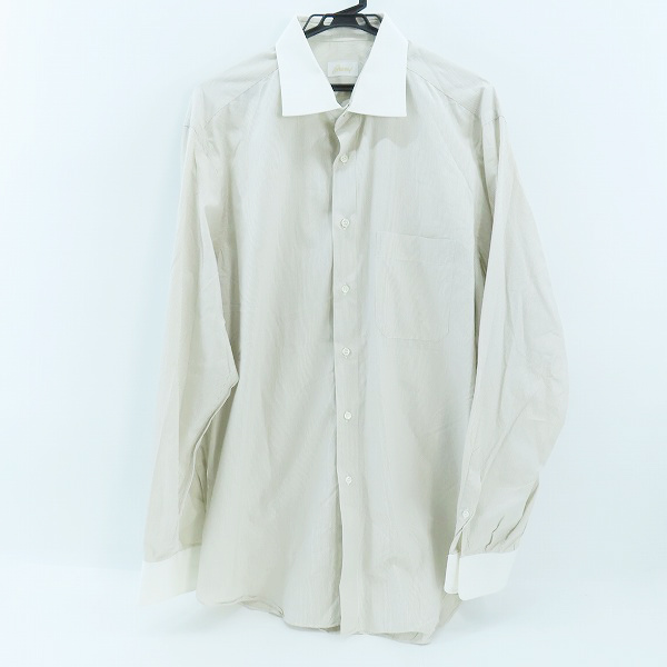 実際に弊社で買取させて頂いたBrioni/ブリオーニ コットン ストライプ 長袖 ボタンシャツ ホワイト×ブラウン/43