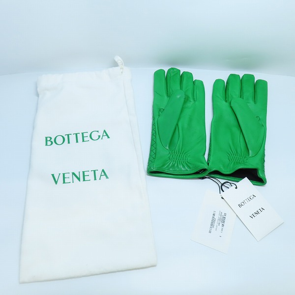 実際に弊社で買取させて頂いた【未使用】BOTTEGA VENETA/ボッテガヴェネタ イントレチャートレザーグローブ グリーン 687260 VZQ01 の画像 8枚目