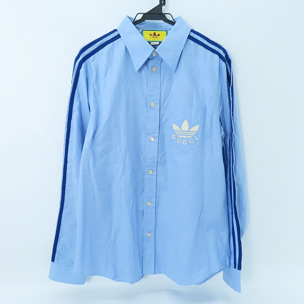 実際に弊社で買取させて頂いたGUCCI×adidas/グッチ×アディダス スリーブライン ロゴ刺繍 長袖シャツ 726087 ZALPP 41/16