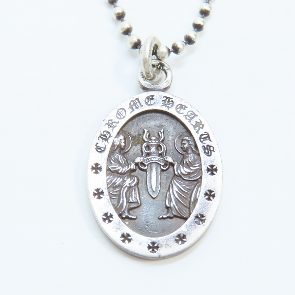実際に弊社で買取させて頂いたCHROME HEARTS/クロムハーツ Angel Medal Oval/エンジェルメダル オーバル/純正ボールチェーン付きの画像 1枚目