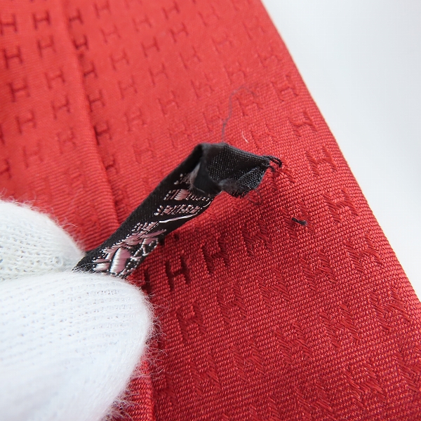 実際に弊社で買取させて頂いたHERMES/エルメス  H柄 シルク ネクタイの画像 4枚目