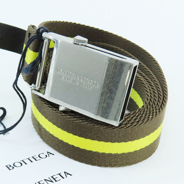 実際に弊社で買取させて頂いた【未使用】BOTTEGA VENETA/ボッテガヴェネタ リボンストラップ ボーダー ライン ベルト 629663 VBWJ1 2160