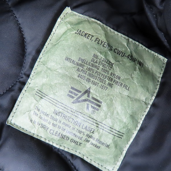 実際に弊社で買取させて頂いたALPHA INDUSTRIES/アルファインダストリーズ CWU-45/P ナイロンジャケット 2030-401/Mの画像 6枚目