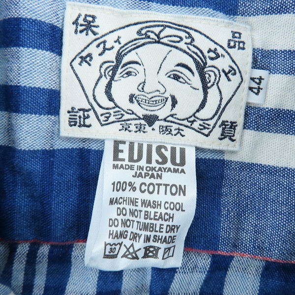 実際に弊社で買取させて頂いたEVISU/エヴィス チェック柄 半袖シャツ /44の画像 2枚目