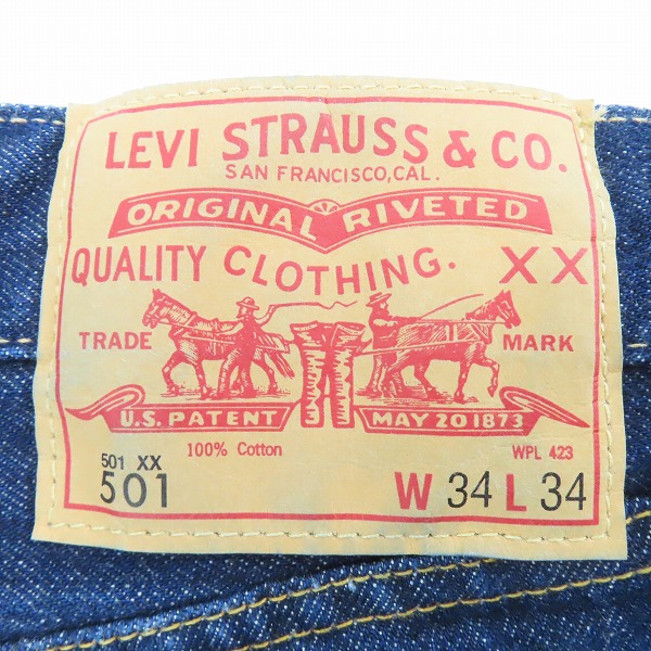 実際に弊社で買取させて頂いたLevis/リーバイス LVC/VINTAGE CLOTHING 米国製 1966年復刻 501XX/66501-0128/W34L34の画像 2枚目