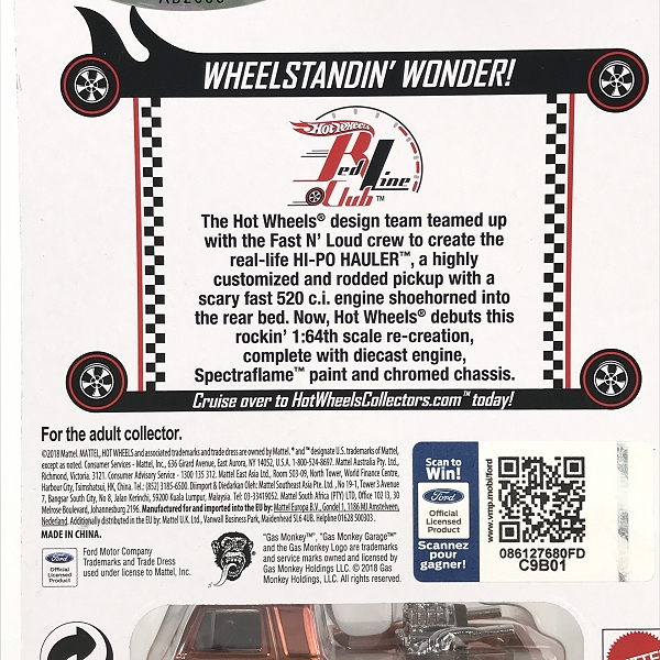 実際に弊社で買取させて頂いた(2)【未開封】Hot Wheels/ホットウィール Red line Club/レッドラインクラブ GAS MONKEY 2018 HI-PO HAULER/ハイポハウラーの画像 8枚目