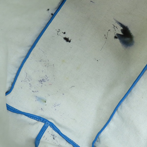 実際に弊社で買取させて頂いたGOYARD/ゴヤール サンルイPM PVC×レザー トートバッグ ブルー ポーチ付の画像 6枚目