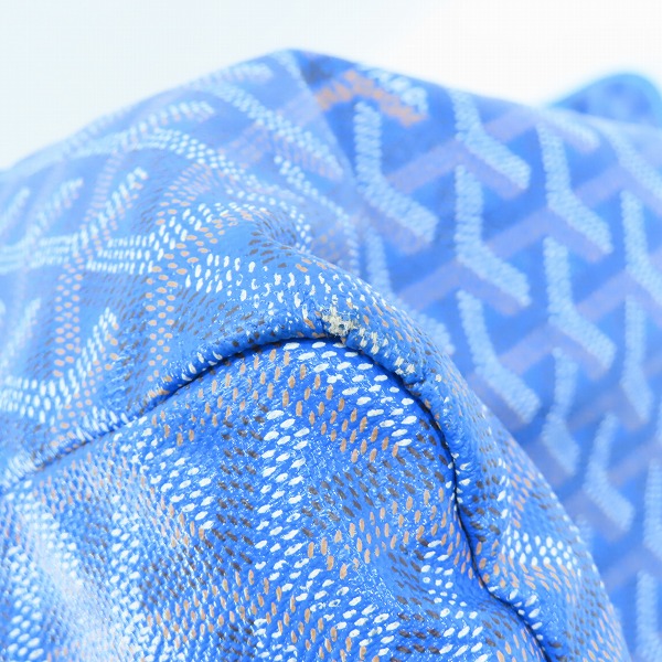 実際に弊社で買取させて頂いたGOYARD/ゴヤール サンルイPM PVC×レザー トートバッグ ブルー ポーチ付の画像 8枚目