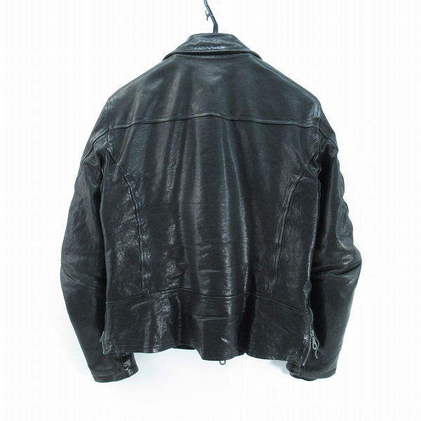 実際に弊社で買取させて頂いた ISAMU KATAYAMA BACKLASH/バックラッシュ イタリアン ダブルショルダー製品染めダブルライダース 1254-02/L