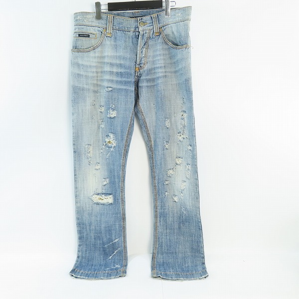 実際に弊社で買取させて頂いたDOLCE&GABBANA/ドルチェ&ガッバーナ デニムパンツ クラッシュ加工 バックロゴプレート G331MD G8094/48