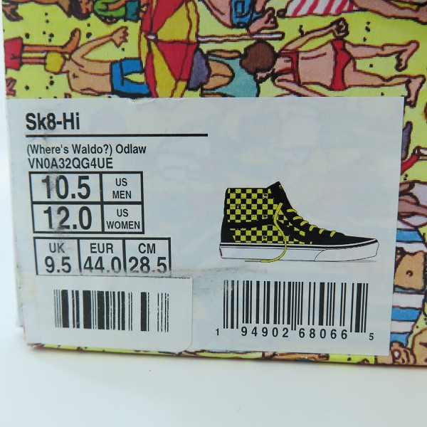 実際に弊社で買取させて頂いた【未使用】VANS/バンズ×ウォーリーを探せ Sk8-Hi/スケートハイ Where's Waldo? Odllaw/スニーカー VN0A32QG4UE/28.5の画像 9枚目