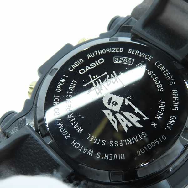 実際に弊社で買取させて頂いたG-SHOCK×STUSSY×BAPE/Gショック×ステューシー×エイプ コラボ FROGMAN/フロッグマン ソーラー GF-8250BS-1JRの画像 6枚目