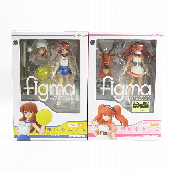 実際に弊社で買取させて頂いた【未開封含む】マックスファクトリー 涼宮ハルヒの憂鬱 figma 朝比奈みくる チアガールver./戦うウェイトレスver. 2点セット