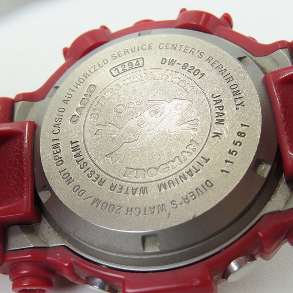 実際に弊社で買取させて頂いたG-SHOCK/G-ショック FROGMAN/フロッグマン パールレッド DW-8201GF-4JF【動作未確認】の画像 3枚目