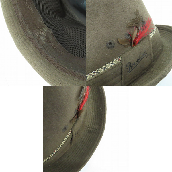 実際に弊社で買取させて頂いたBorsalino/ボルサリーノ 中折れ ハット 帽子 ブラウン 56cmの画像 8枚目