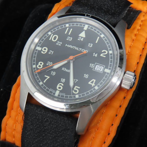 実際に弊社で買取させて頂いたHAMILTON×PORTER/ハミルトン×ポーター 77th/77周記念/カーキ フィールド 自動巻腕時計 H704450