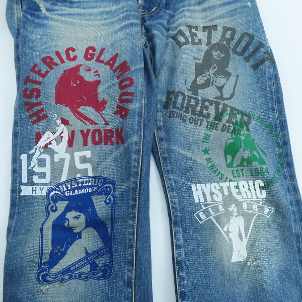 実際に弊社で買取させて頂いたHYSTERIC GLAMOUR/ヒステリックグラマー SP加工 COLLAGE デニムパンツ ペイント加工 0241AP19/W29L32の画像 8枚目