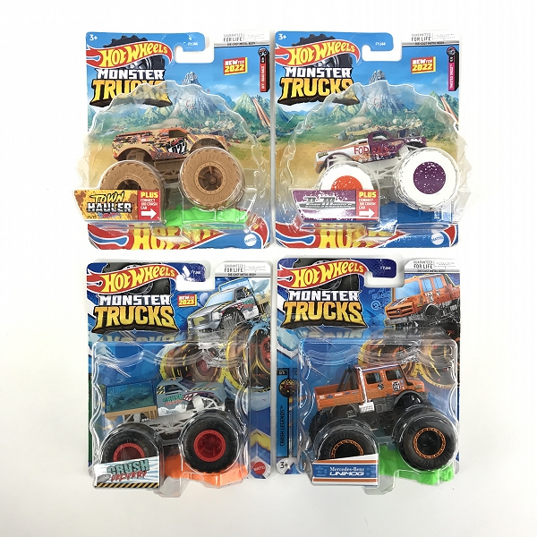 実際に弊社で買取させて頂いた【未開封】Hot Wheels/ホットウィール MONSTER TRUCKS CRUSH DELIVERY/TOWN HAULER/UNIMOG/PURE MUSCLE 4点セット